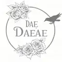 name tattoo that says dae with roses and a crow and a Leo zodiac sign something simple but cute tattoo design idea