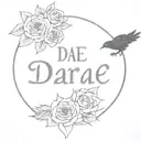 name tattoo that says dae with roses and a crow and a Leo zodiac sign something simple but cute tattoo design idea