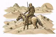 Sand dunes + warrior riding tattoo design idea