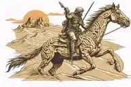 Sand dunes + warrior riding tattoo design idea