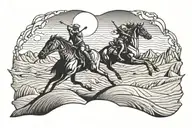 Sand dunes + warrior riding tattoo design idea