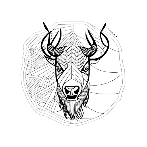 A minimalist tattoo of a bison exploring a new city tattoo design idea