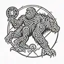 sasquatch and north star and compasd tattoo design idea