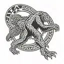 sasquatch and north star and compasd tattoo design idea