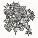 sasquatch and north star and compasd tattoo design idea