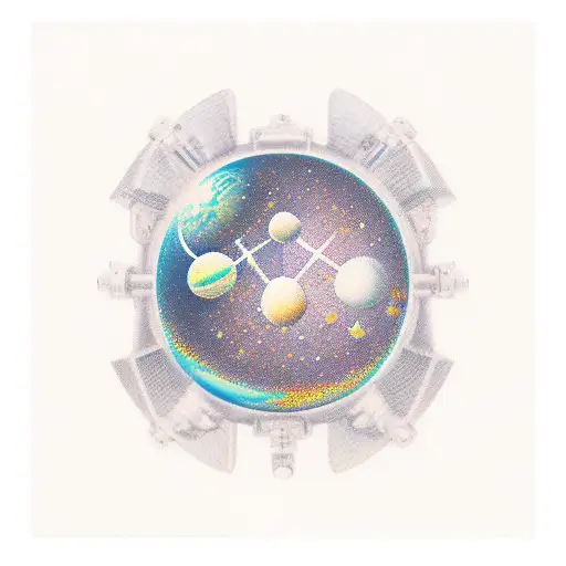 chemistry and math formulas and astronauts tattoo design idea