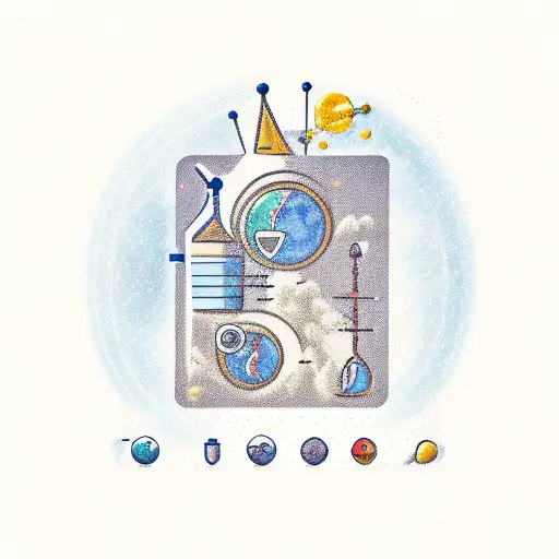 chemistry and math formulas and astronauts tattoo design idea