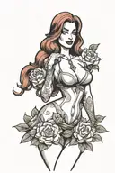 Jessica rabbit wearing little clothing holding flower tattoo design idea