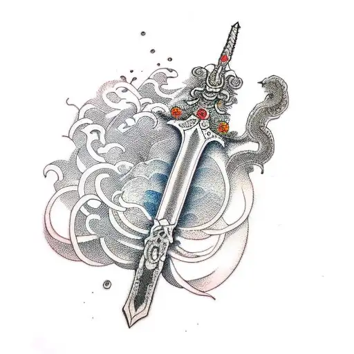 Sketch Sword Tattoo Idea - BlackInk AI