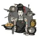 kitchen and chandeliers tattoo design idea