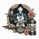 kitchen and chandeliers tattoo design idea