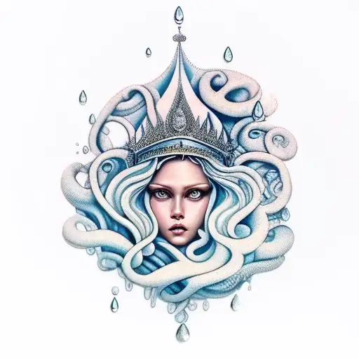 rainha do mar, Iemanja, corpo inteiro + mar tattoo design idea