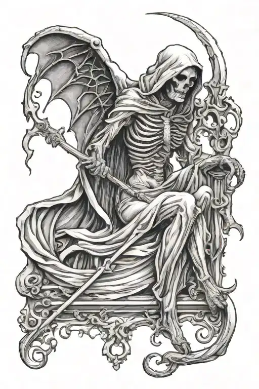 grim reaper succubus seductive tattoo design idea
