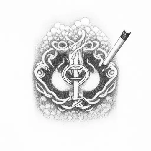 gold marlboro packed opened with lucky cigarette tattoo design idea