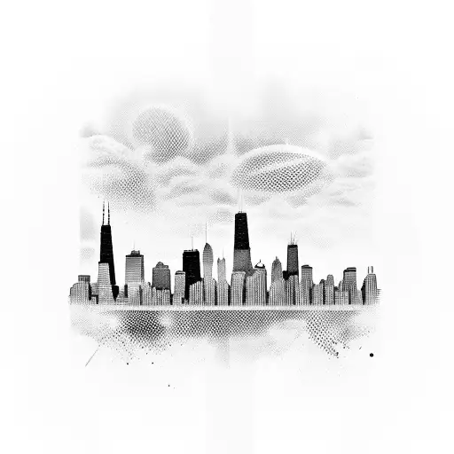 Chicago skyline with sports team logos incorporated tattoo design idea