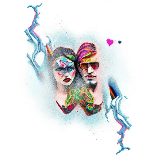 double suicide of two lovers tattoo design idea
