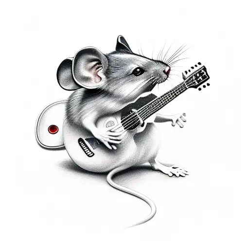 Mouse playing guitar tattoo design idea