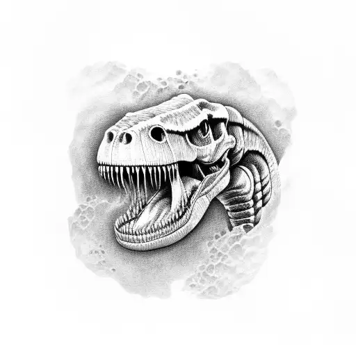 t-rex skull tattoo design idea