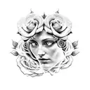 Medusa and roses  tattoo design idea