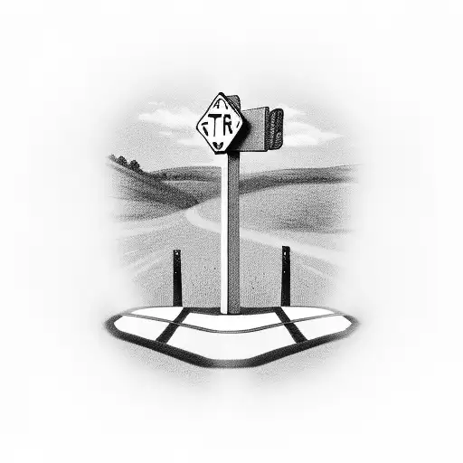 Road sign stop tattoo design idea