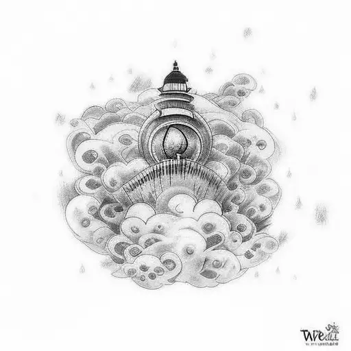 Generate a tatto with these lyrics and also include them in the tattoo "We're lost in a cloud, with too much rain. We're tattoo design idea