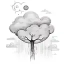 Generate a tatto with these lyrics and also include them in the tattoo "We're lost in a cloud, with too much rain. We're tattoo design idea