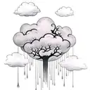 Generate a tatto with these lyrics and also include them in the tattoo "We're lost in a cloud, with too much rain. We're tattoo design idea