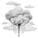 Generate a tatto with these lyrics and also include them in the tattoo "We're lost in a cloud, with too much rain. We're tattoo design idea