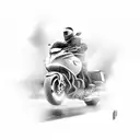 A motorcycle speeding through a stormy weather with a forecast symbolizing a policeman's duty to protect tattoo design idea