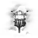 A motorcycle speeding through a stormy weather with a forecast symbolizing a policeman's duty to protect tattoo design idea