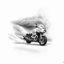 A motorcycle speeding through a stormy weather with a forecast symbolizing a policeman's duty to protect tattoo design idea
