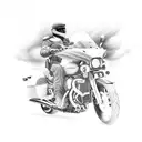 A motorcycle speeding through a stormy weather with a forecast symbolizing a policeman's duty to protect tattoo design idea