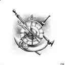 A weather vane with motorcycle handlebars instead of arrows tattoo design idea