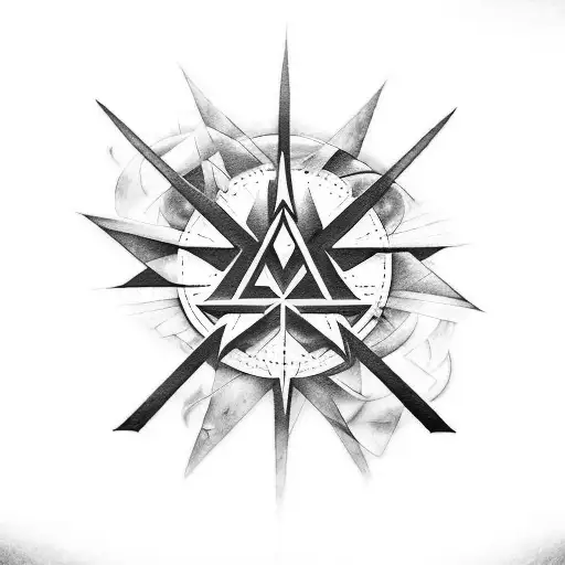 A black and grey tattoo of a Linkin Park logo with dream-like background  tattoo design idea