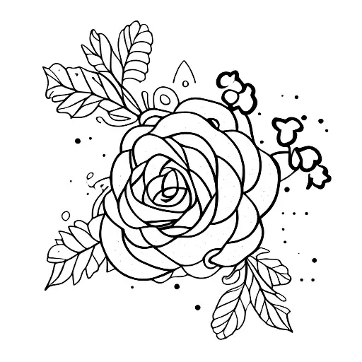 A vine of flowers intertwined with a fork and knife tattoo design idea