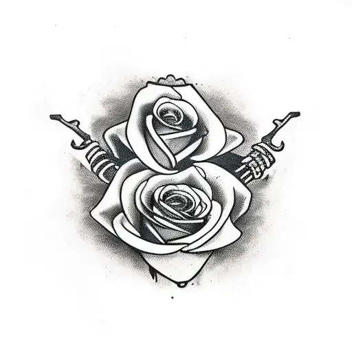 Skeleton hand with roses tattoo design idea