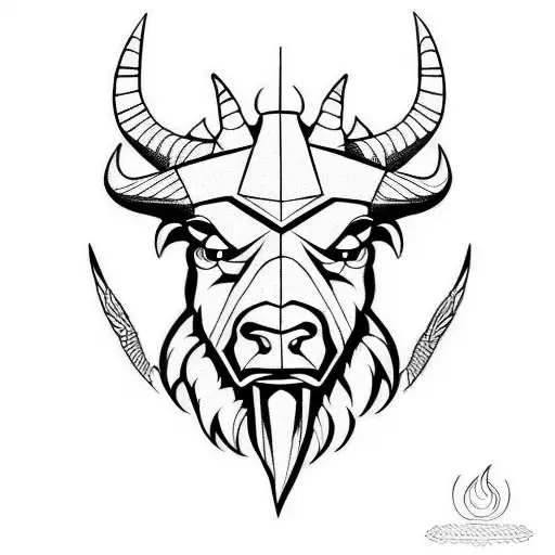 devil bison head tattoo design idea