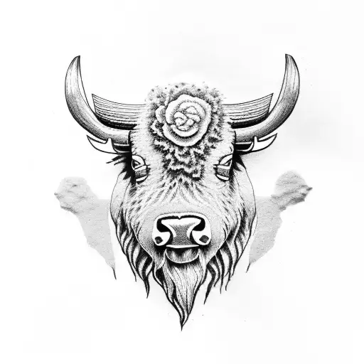 bison head tattoo design idea