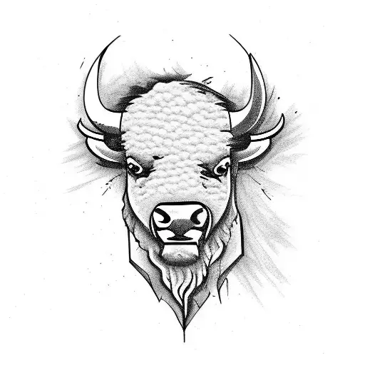 bison head tattoo design idea