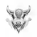 bison head tattoo design idea