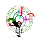 Alan Watts in front of a Ying Yang sign tattoo design idea