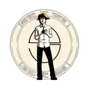 Alan Watts in front of a Ying Yang sign tattoo design idea