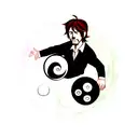 Alan Watts in front of a Ying Yang sign tattoo design idea