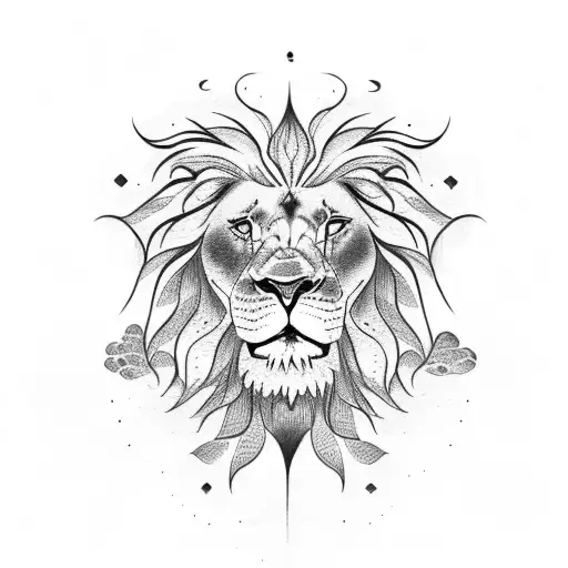 Lion sun sea sunset beach tattoo design idea