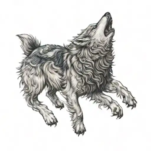 space wolf howling tattoo design idea