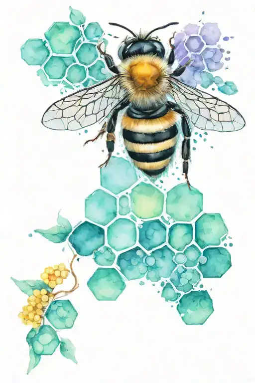 bee with honeycomb tattoo design idea