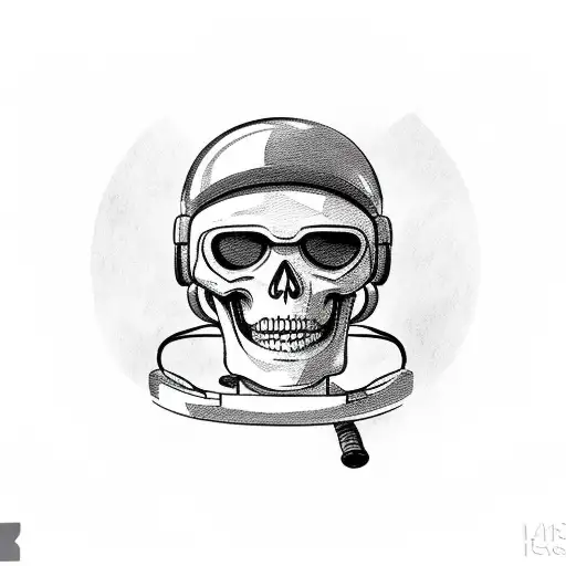 skeleton relaxing in a chair wearing a scuba diving helmet tattoo design idea