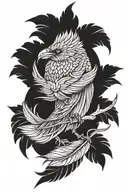 feather and birds sitting tattoo design idea