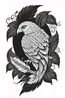 feather and birds sitting tattoo design idea