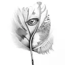 feather and fingerprint tattoo design idea